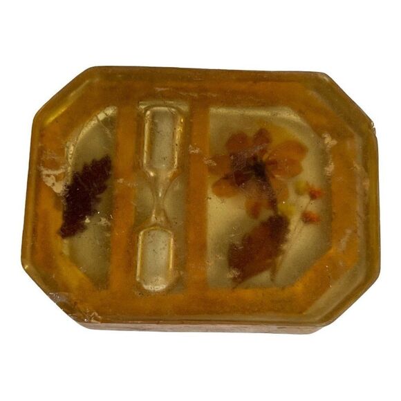 Vintage Resin Paperweight Soap Dish Bathroom  Timer Fall Foliage Leaves Flowers - Picture 3 of 5